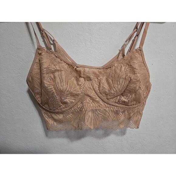Bralette Lace Aerie Real Good Pink Black Long Line Bralette Size Small Set Of 2 - Picture 2 of 13